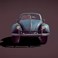 Vintage Blue Beetle Car With Classic Retro Body Design And Rounded Shape