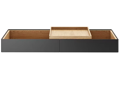 Modern Black Coffee Table With Wooden Interior Storage Drawers And Central Tray 3d model