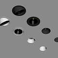 Ceiling Mounted Downlights And Spotlights In Various Black Silver Styles 3d model