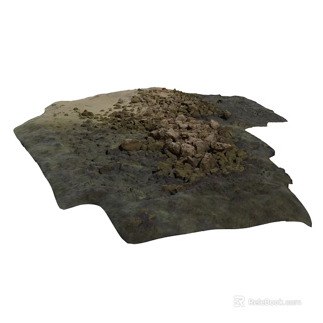 Natural Stones And Wooden Logs For Rustic Garden Landscape Design 3d model 