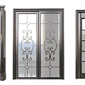 Various Stylish Sliding Doors With Decorative Glass Panels And Metal Frames