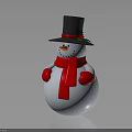 Christmas Snowman Figurine Decoration on Home Furniture with Red Accents