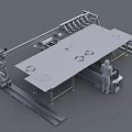 Industrial Automated Manufacturing Equipment With Large Workbench Metal Structure And Operator