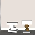 White Stacked Nightstands With Drawer And Gold Spherical Table Lamp 3d model