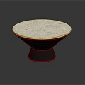 Modern Round Dining Table With White Marble Tabletop And Black Base