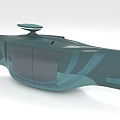 Futuristic Cosmic Spaceship With Streamlined Design Blue Green Exterior And Circular Top Antenna
