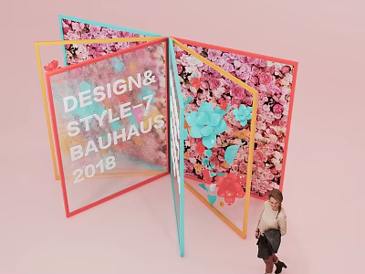 Bauhaus 2018 Design Style Photo Spot With Vibrant Flower Decorations 3d model