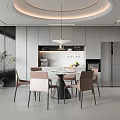 Minimalist Modern Dining Room Interior Design With Gray Dining Table Chairs Pendant Light And Plant
