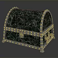 Decorative Storage Box With Green Cracked Glass Surface And Metal Frame Rivets