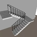 Modern Staircase With White Steps Black Metal Railings Minimalist Design White Wall Light Floor