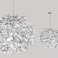 White Feather Like Spherical Pendant Lights Modern Fluffy Decorative Interior Design 3d model