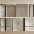 Array Of Modern Sliding Doors With Various Panel Designs For Interior Spaces 3d model