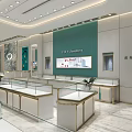 Luxury Jewelry Display Cases with Glass Tops White Gold Frames and Marble Wall