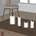 Lit White Candles on Wooden Table in Bright Room with Soft Lighting