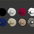 Various Colored Wide Brim Hats With Decorative Bows And Stylish Designs