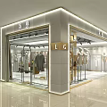 Modern Fashion Store Interior With Clothing Displays Mannequins And Golden Decorative Accents