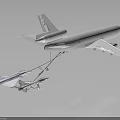 Large Tanker Aircraft Refueling Two Small Fighter Jets in Mid Air