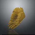 Artistic Yellow Bird Wings Sculpture With Detailed Feather Texture And Smooth Design 3d model