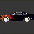 Sleek Sports Car With Vibrant Red Orange Flame Design And Black Exterior