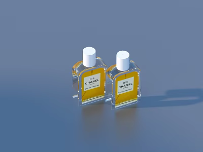 Two Yellow Liquid Bottles With White Caps And Labels For Household Essentials 3d model