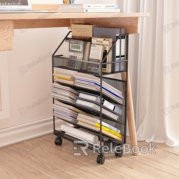 Study Iron Books Textbook Stationery Storage Basket Shelf Writing Desk model