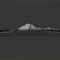 Detailed 3D Terrain Model Featuring Mountain Volcano Lake And Green Terrain