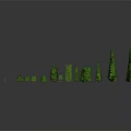 Green Plant Models With Various Shapes On Gray Background And Reflection Effect