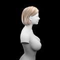 White Human Mannequin With Short Blond Hair And Prominent Breasts On Black Background