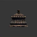 Ancient Bronze Carved Decorative Box With Intricate Patterns Raised Ornament And Ornate Base