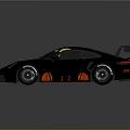 Black Porsche Race Car With Orange Accents And SWATCH Roof Logo