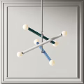 Modern Design Pendant Light With Cross Colored Rods And White Spheres 3d model