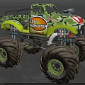 Green Camouflage Monster Truck With All Monster Logo And Large Tires