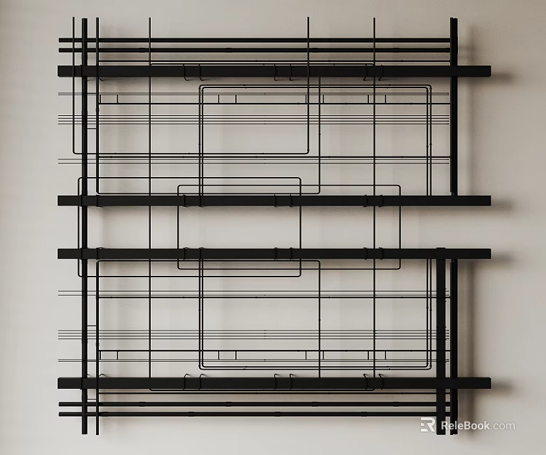 Black Metal Multi Layer Pipe Frame Structure Design With Industrial Style 3d model