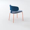 Modern Office Chair With Blue Upholstered Seat Back And Orange Metal Legs