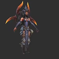 Game Movie Female Character With Purple Armor And Orange Winged Elements