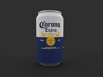 Corona Extra Imported Beer Can With Crown Logo And Blue White Design 3d model