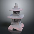 Traditional Japanese Stone Lantern With Pagoda Style Tiered Roof And Decorative Base