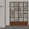 Modern Stylish Wine Cabinet Glass Door Design With Wine Bottles Glasses And Drawers