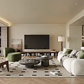 Quite cream style restaurant sofa coffee table combination multi-person sofa mother and child coffee table single sofa chair floor lamp dining table and chair combination dining side cabinet 3d model