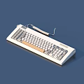 White Wired Keyboard With Wooden Decorative Strip For Daily Living Essentials