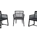 Modern Outdoor Leisure Chairs With Rattan Weave Backrest And Metal Frame Cushioned Seats