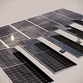 Solar Panels Array Installation On Rooftop With Black Frames And Grid Design 3d model