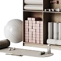 Organized Sports Equipment Storage Cabinet With Dumbbells Exercise Ball Yoga Blocks Mats And Towels