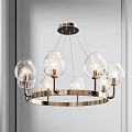 Elegant Gold Ring Chandelier With Clear Glass Globe Shades And Warm Lighting