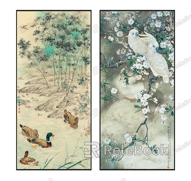 New Chinese Animal Painting Elegant Exquisite Plant Flowers Birds and Poultry Pattern Hanging Painting Combination model