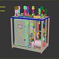 Industrial Equipment Cabinet With Blue Top Valves Piping System And Control Panel Gauges