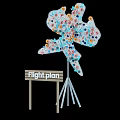 Flight Plan Themed Art Installation with Colorful Decorative Elements and Abstract Flight Shape 3d model