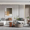 Modern Living Room Interior With White L shaped Sofa Wall Art And Accent Chair