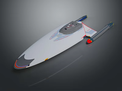 Futuristic Watercraft Featuring Streamlined White Body Top Control Panel And Side Colorful Accents 3d model