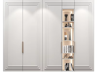 Elegant Modern Wardrobe Design With White Panels And Open Storage Shelves 3d model